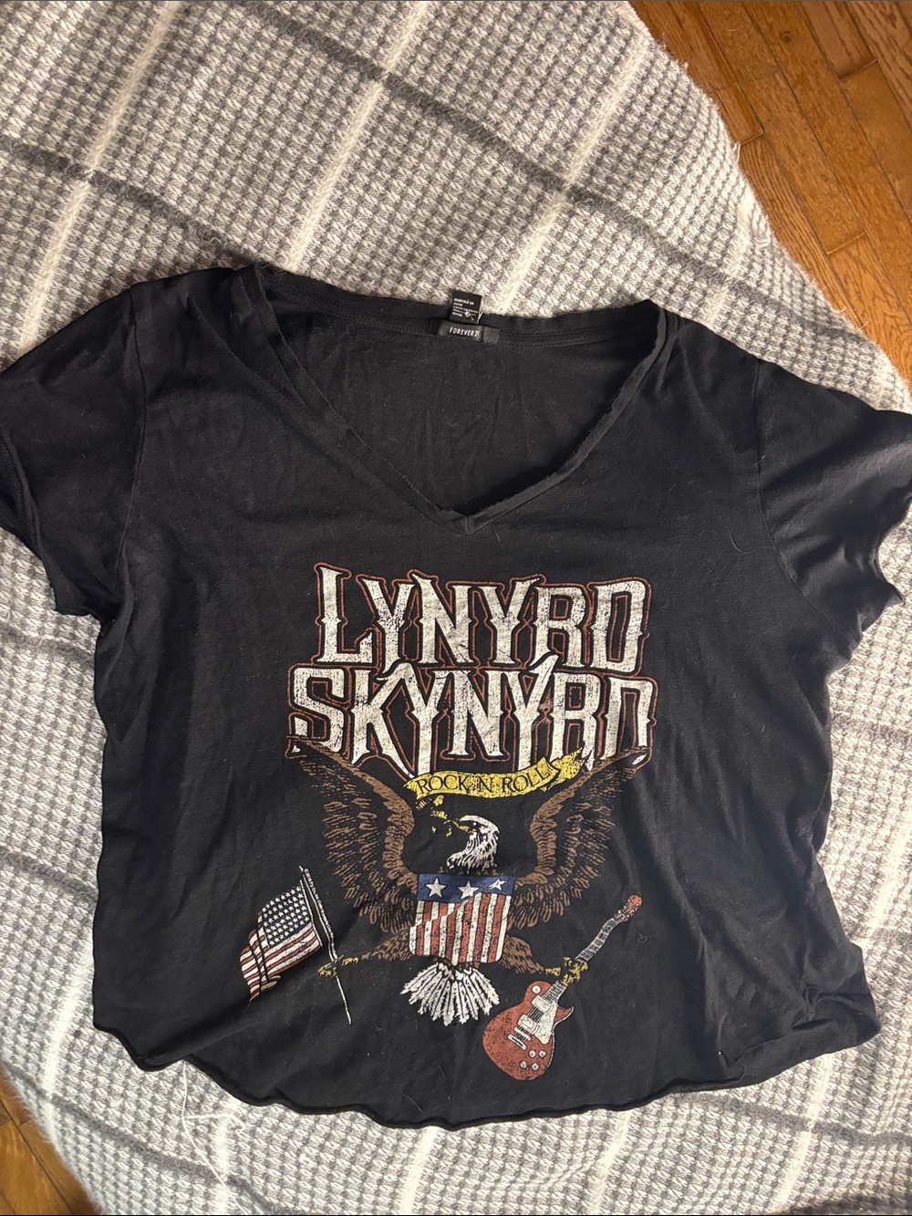 Forever 21 Black Lynyrd Skynyrd Graphic V-Neck Tee
